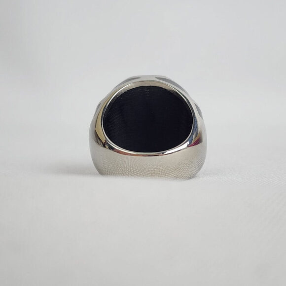 FAC Black & Silver Rhinestone Studded Ring Size 7 - Picture 4 of 9